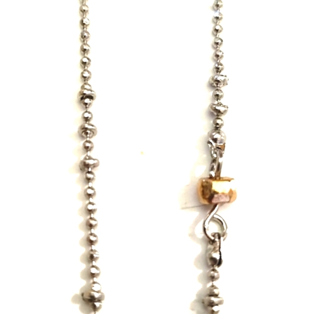 EXPRESS TWO-TONED BALL CHAIN CRYSTAL EVIL EYE AND BAR 16" NECKLACE - Picture 3 of 10